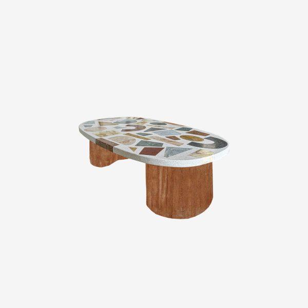 table basse Gaia ovale piètement terre de toscane