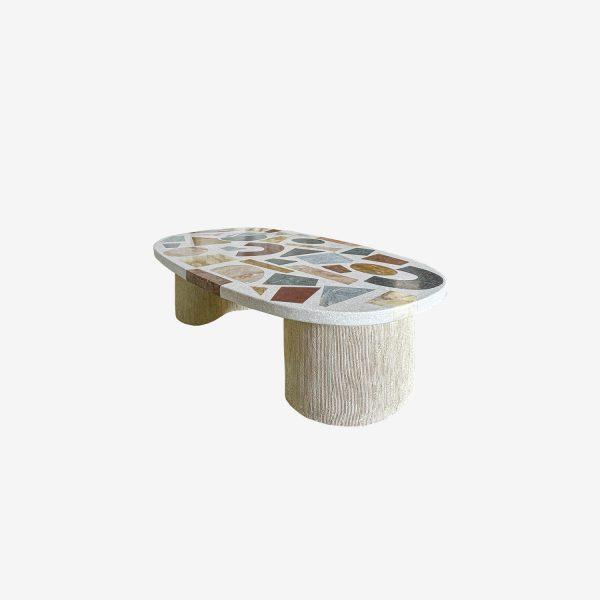 table basse Gaia ovale piètement céramique blanche